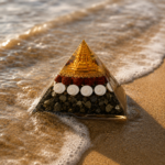 Shree Yantra Lakshmi Orgone Pyramid with Gomti Chakra & Rudraksha - Image 4
