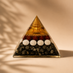 Shree Yantra Lakshmi Orgone Pyramid with Gomti Chakra & Rudraksha - Image 7