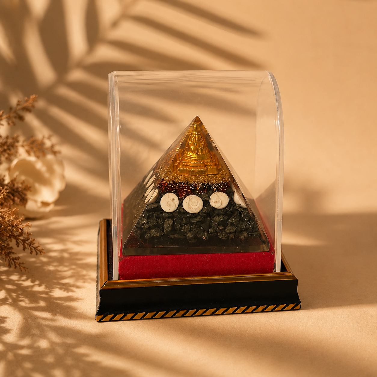 ChatGPT Image Aug 27, 2026, 07_58_18 PM Shree Yantra Lakshmi Orgone Pyramid with Gomti Chakra & Rudraksha - Image 1