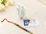 Shrifal Dhanyog Crystal Rakhi | Customised Statue | Pyrite, Tiger Eye & Green Aventurine Bracelet Rakhi for Brother | Personalized Raksha Bandhan Gift - Image 2